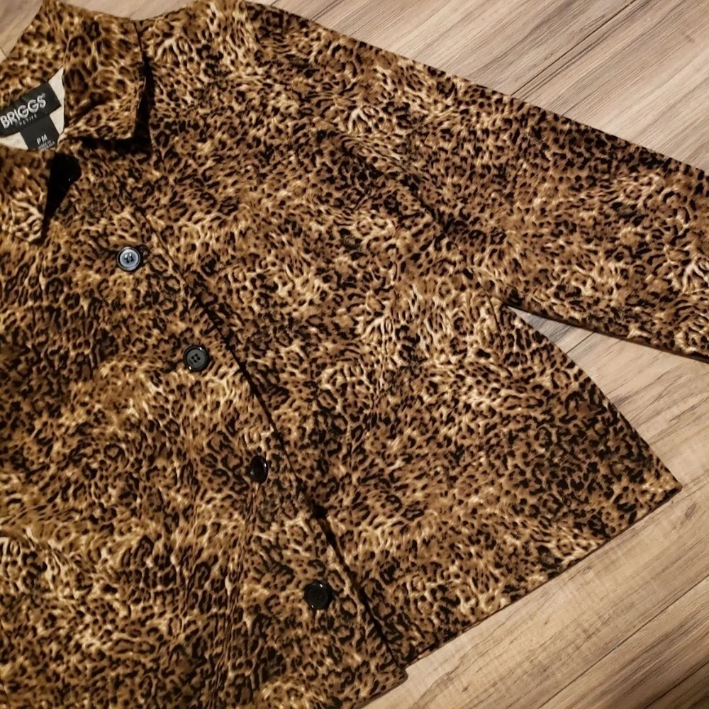 Womens Briggs Petite Cheetah Jacket Blazer Size PM - Picture 4 of 15